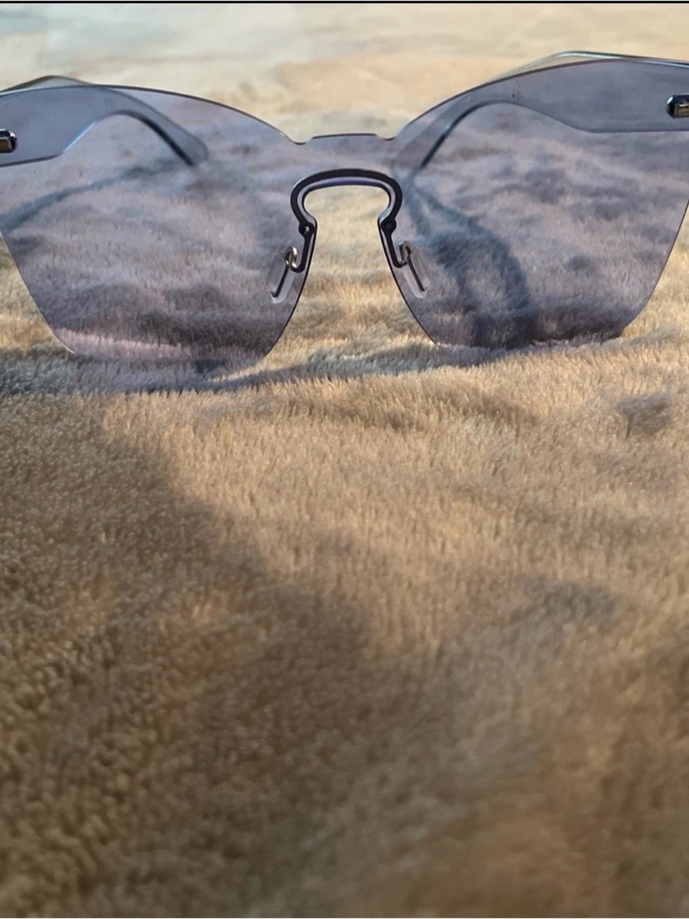 Rimless Women's Sunglasses with Purple Lenses